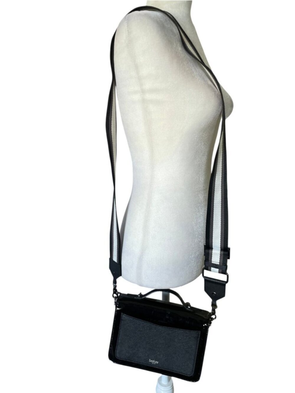 Botkier Cobble Hill Expander Leather Crossbody Bag - Black - Picture 2 of 13